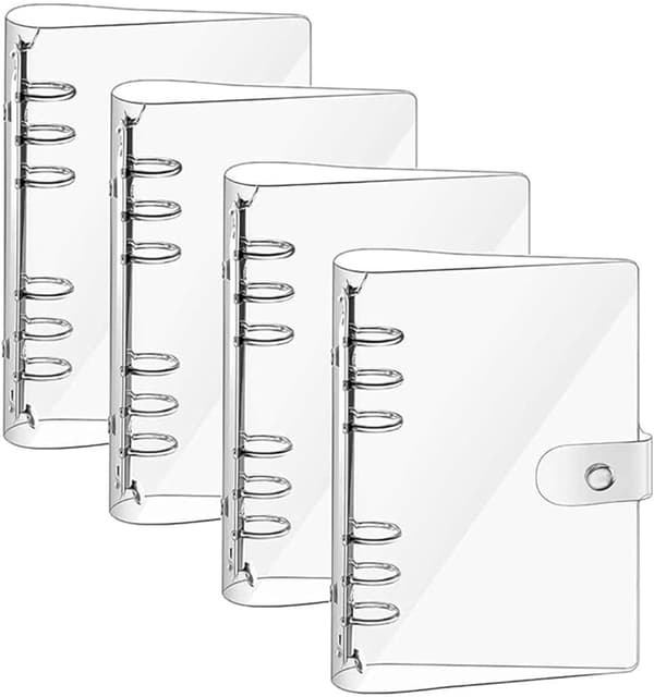 A5 6-rings pärm, 2-pack PVC-omslag, påfyllningsbar, vattentät, med snäpplås