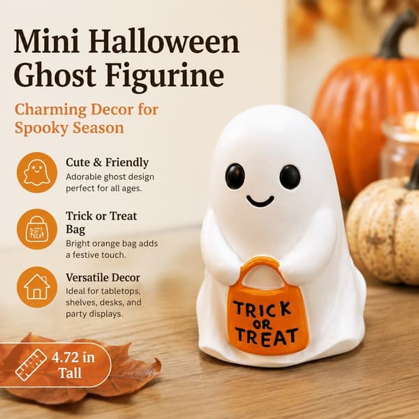 Mini Halloween-figur med græskar, sød harpiksstatue, borddekoration til hjem, kontor, efterårsfest