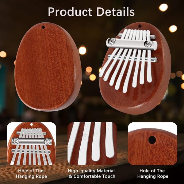 8-tangent Mini Kalimba, Finger Tummpiano med Tillbehörshänge Gi