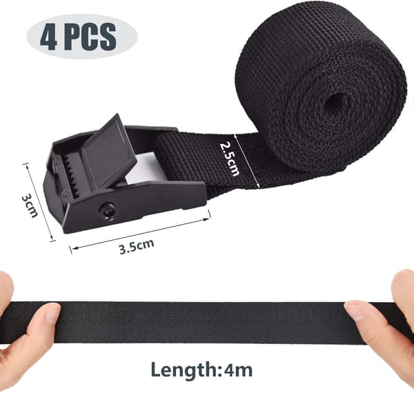 4-pack spännband, 2,5 cm * 4 m, kraftiga spännband med