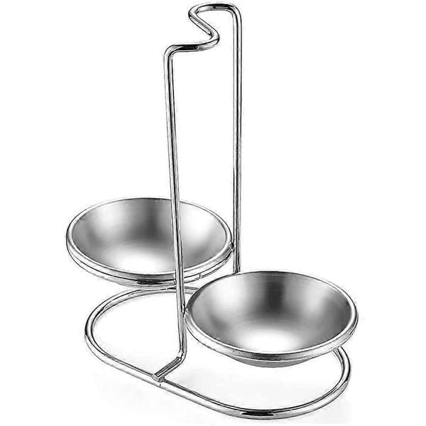 304 Rustfrit Stål Dobbelt Slevholder Vertikal Skeholder Køkkenredskabsholder Sølv