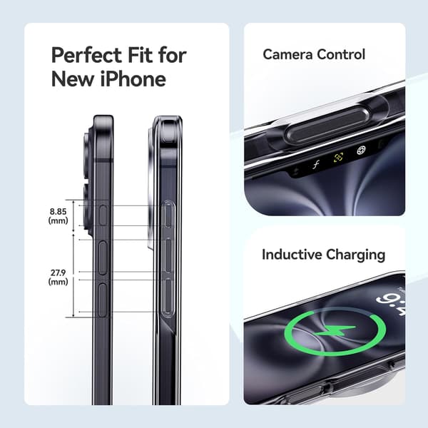 Crystal Clear Case Designed for iPhone 16, Shockproof Protective Phone Cover Thin Slim Case for iPhone 16, Transparent