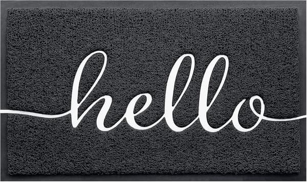 Welcome Mat Low Profile Floor Mat Entry Mat Non-Slip Rugs for Entryway, Patio, High Traffic Areas hello helllo
