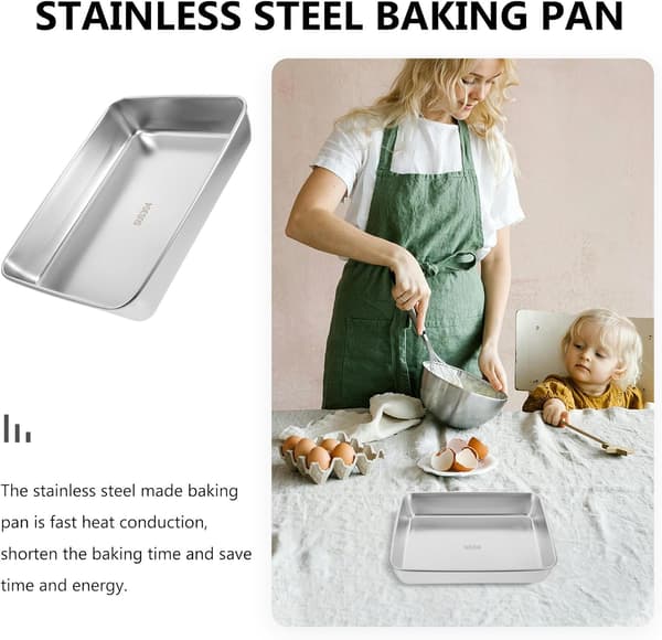 Rectangular Baking Pan Oven Tray 13.78x9.84x1.97inch Stainless Steel Nonstick Easy to Store