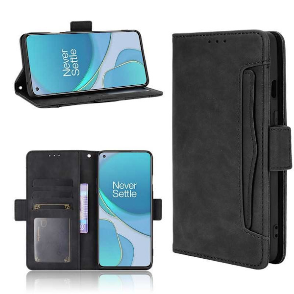 Oneplus 8T Pung etui PU Læder 6-RUM Winston V3 Sort