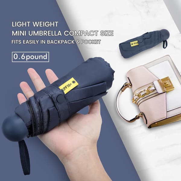 Mini foldbar rejseparaply - 8 paraplyer Lille UPF50+ UV-beskyttelse til sol og regn med kapselboks
