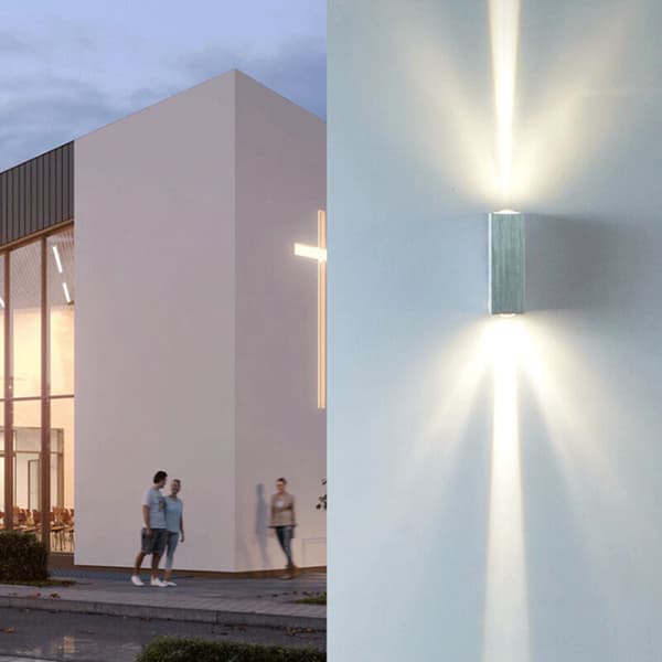 LED Outdoor Wall Lamp Waterproof Courtyard Aisle Balcony Indoor Wall Lamp Hotel Decoration Rectangular Lamp Up and Down