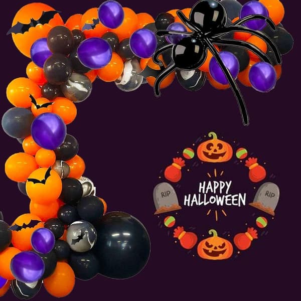 Halloween-ilmapallokaari, koristeellinen Halloween-ilmapalloseppele,