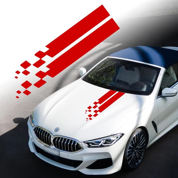 Red Universal Car Hood Vinyl Decal Sticker - 89cm x 9cm