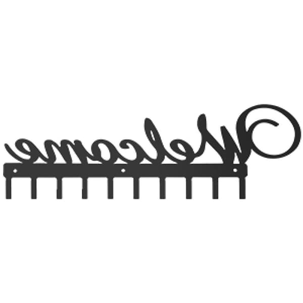 Metal Key Rack with 10 Hooks Welcome Wall Organizer Key Holder KLB