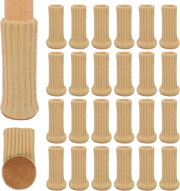 Beige Väri - 24 Kappaletta Neulottuja Tuolinjalkasukkia Tuolinjalkatyynyille