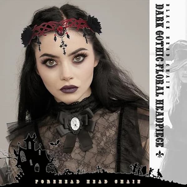 Gotisk blomsterhodeplagg Halloween hårbånd Vampyr Cosplay kors hodeplagg hårklype maskerade Cosplay hårbånd for kvinner og jenter