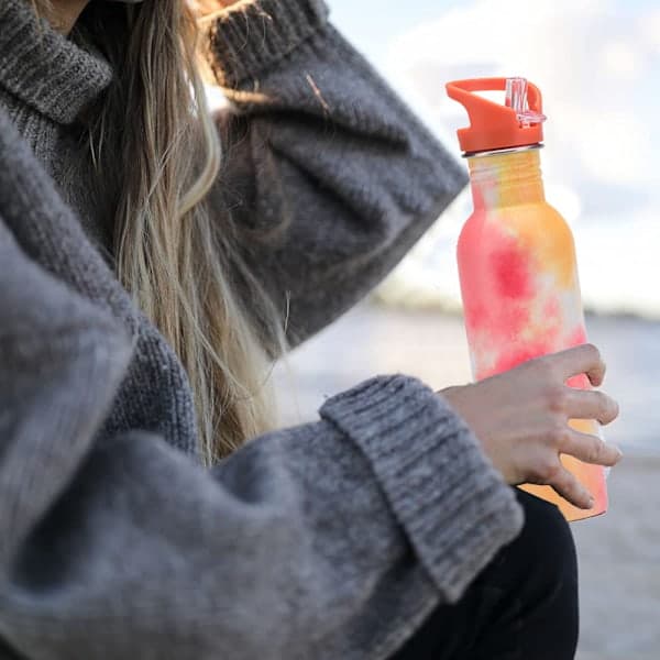 750 ml Enväggig Portabel Vattenflaska i Rostfritt Stål med Sugrör