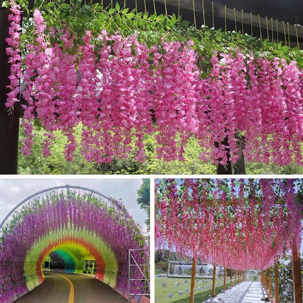 Rattan konstgjorda blommor hängande girlang för hemträdgård bröllopsfest