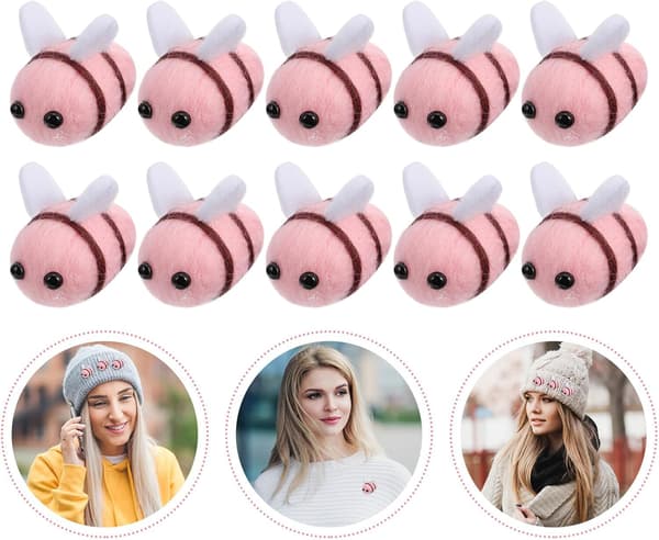 20 stk. ullfiltede bieballer DIY håndverksmaterialer rosa ullfiltede biepynt