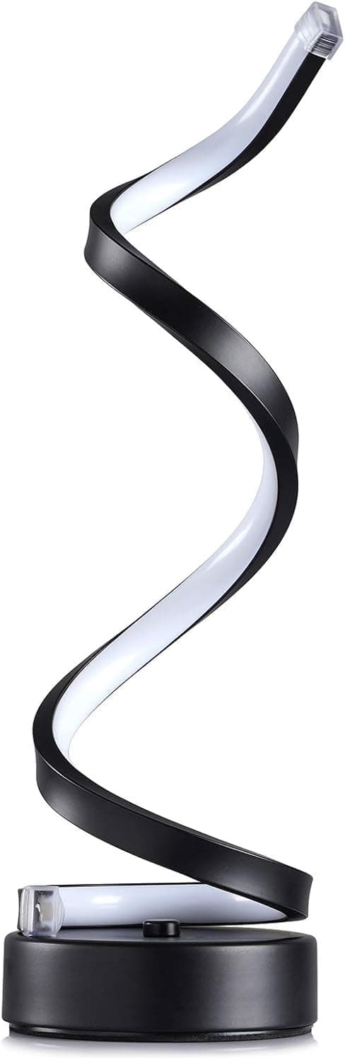 Classic Spiral LED Table Lamp in Black, Dimmable Metal Bedside Lamp with Touch Control, Three Color Temperatures, 29.5 cm High.