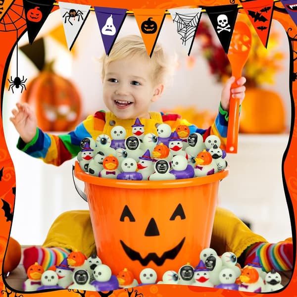 36 stk. Halloween selvlysende gummiænder i bulk