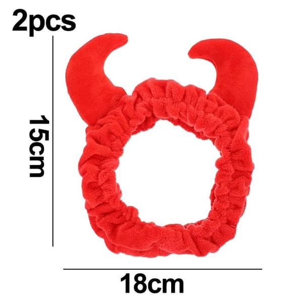 Devil Horn Face Headband Facial Cleansing Headband Makeup Cosmetic Red