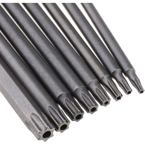 8 ekstra lange T8-T40 Torx-bits, slitesterkt S2-stål med Torx sikkerhetsmagnetisk hode (100 mm) KLB