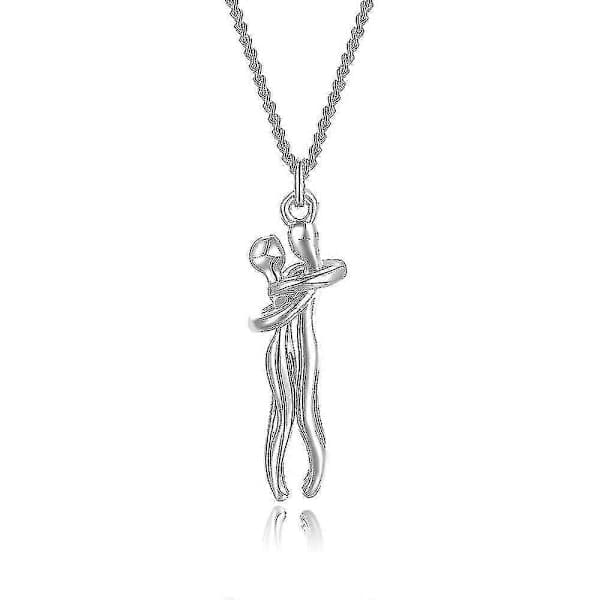 Kramande par halsband metalliserat kärleksstil hänge Alla hjärtans dag present silver Silver Silver