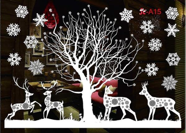 Reusable Christmas Window Decals, Christmas Decorations Stickers Christmas Wall Decal Christmas Window Decals PVC Removable Window Decor