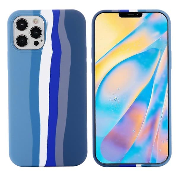 Regnbuefarget flytende silikondeksel for iPhone 14 Pro Max