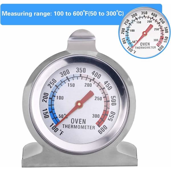 4 stk ovntermometer stor urskive rustfrit stål drift 50°C til 300°C grill ovn BBQ temperaturmåler KLB