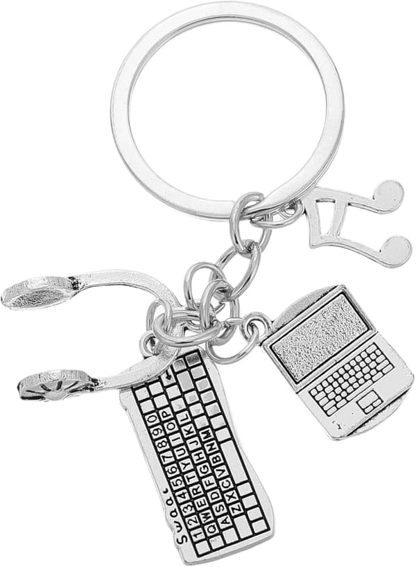 Computer Music Keychain Keyboard Mouse Charm Keyring for Engineering Graduation Gifts Style Accessories