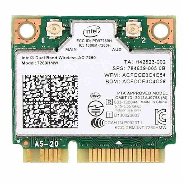 Intel 7260 AC 7260HMW 867 Mbit/s 5G Trådlöst Wifi [DB] Som visas As shown