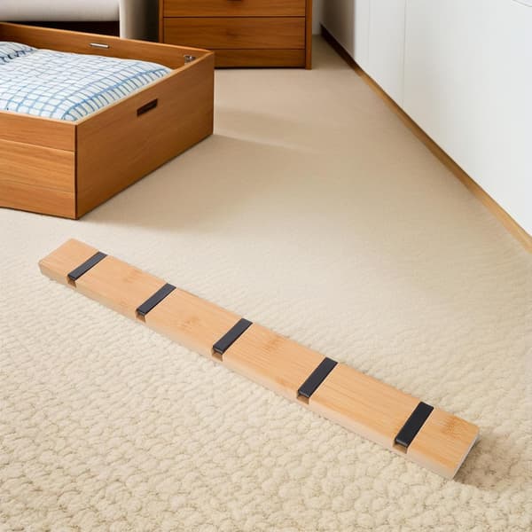 Wall-mounted Wooden Coat Rack with 5 Khaki Hooks, Space-saving Design, Versatile Use