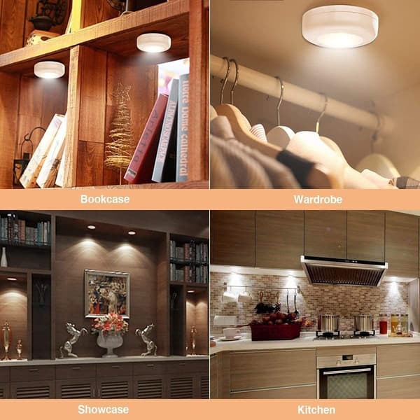Cabinet/Cupboard Lighting, 3-Pack LED Lamps, Wireless, Warm White 4000 K, Dimmable,