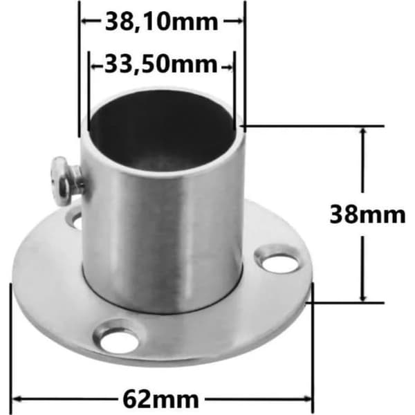 Flens i rustfritt stål - Veggfeste, rørfeste, støtte for innendørs og utendørs rør (32 mm)