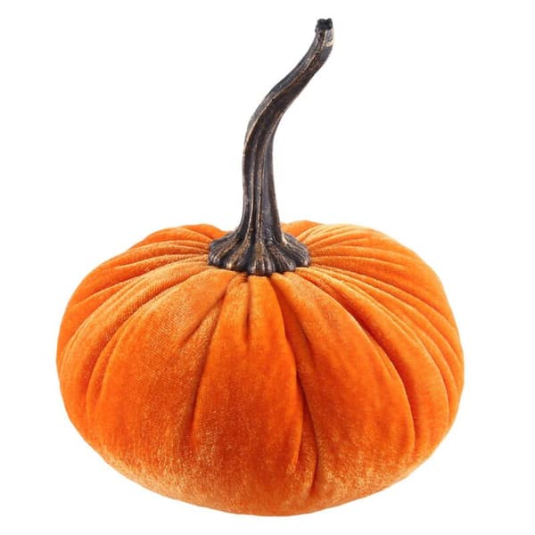 Store fløjlgræskar til dekoration, håndlavede kunstige høstgræskar, efterårs Thanksgiving boligindretning (orange)