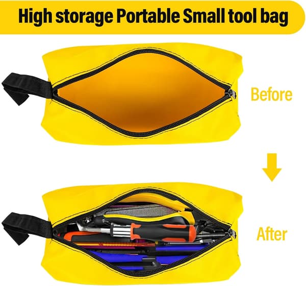 5-pack: Small Tool Storage Bag - Canvas Zipper Pouch for Screwdrivers, Pens, and Small Items