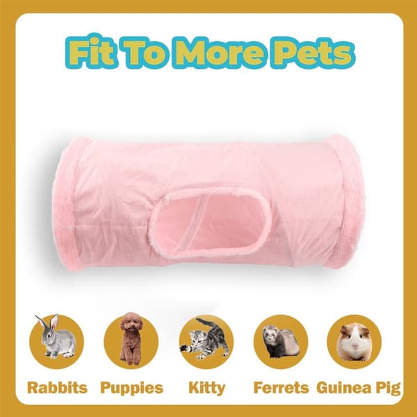 Beautiful foldable cat tunnel cat toy with ball pink KLB