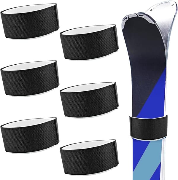 5x48CM 6 Pieces Ski Strap Ski Brake Holder Ski Fastener Snowboard Binding Straps Adjustable Ski Holder Strap Nylon Fixing Band for Snowboard Mou