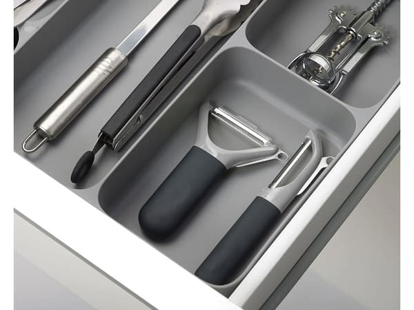 Extendable Cutlery Tray for Kitchen Drawer Plastic Grey 28–50x39 cm 868