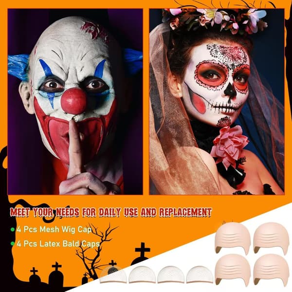 Halloween Latex Skallet Hodeplagg Ingen Barberingsmaske - Hvit