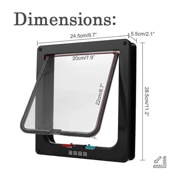 Smart kattelem dør hvid farve 25x23.5x5.3cm Praktisk til installation--