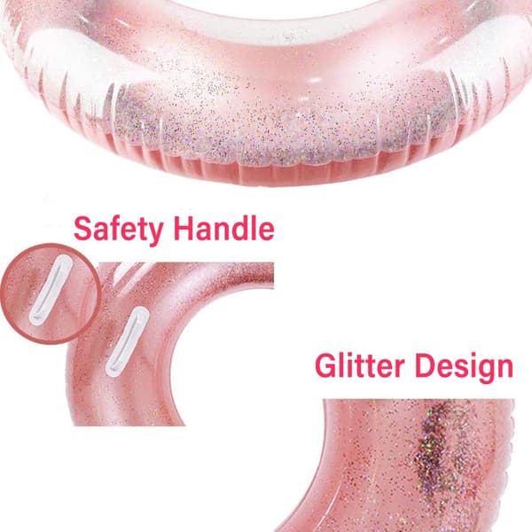 Inflatable Swim Ring, Inflatable Pool Party Toy, Round Swim Ring, Pool Sofa with Handles, Thicker, Sequin Swim Ring, Inflatable Round Shape