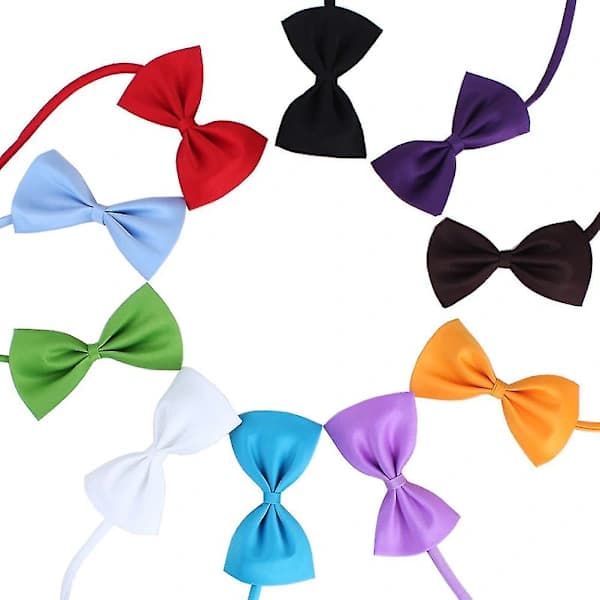 10 pcs Dog & Cat Bow Tie with Adjustable Strap (Random Colors) -FCY