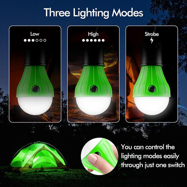 Bærbar LED Campingteltlampe, 4-pak, Clip Hook, Orkan Nødlys, LED-lamper