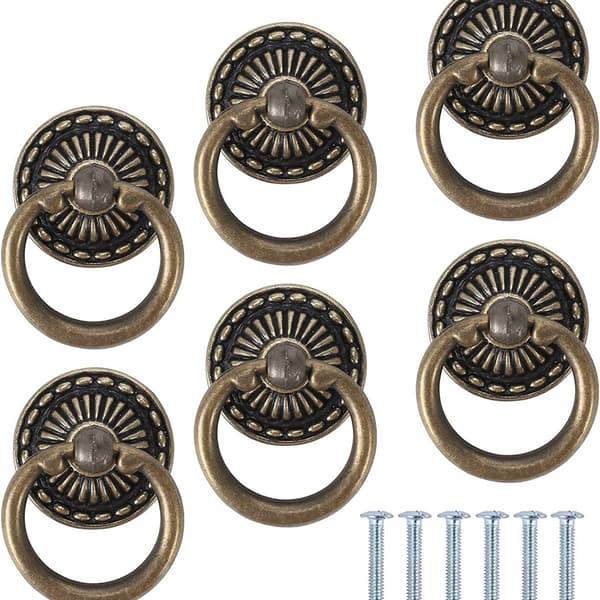 Møbelknotter og håndtak, 6 stk møbelknotter ring møbelhåndtak vintage skapsknotter