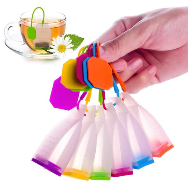 6-pakning silikonteinfuser, gjenbrukbar teinfuser for løse blader med