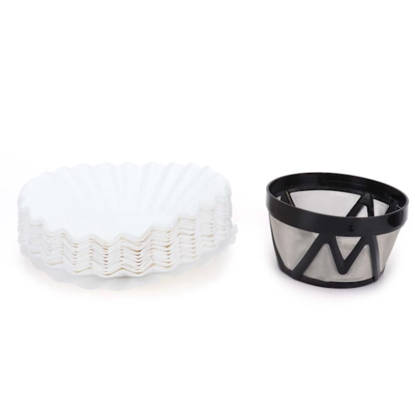 Reusable Coffee Filter Basket with 100 Filter Papers for Coffee Machine