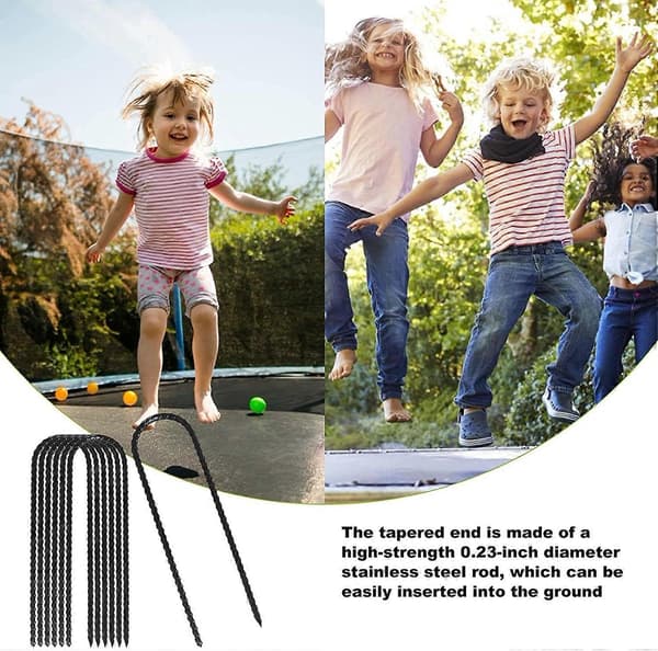 8x Trampolinefester, Kraftige U-formede Trampolineankere Jordfester Landskapsplugger for Trampolinetelt, Trampolinetilbehør (FMY)