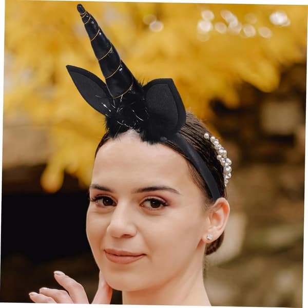 Enhjørning Hårbånd Svart Barn Fest Hodeplagg Hårbøyle for Jenter Cosplay og Bursdag