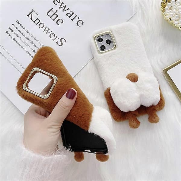 Fluffy Phone Case for iPhone 14 Pro 6.1 inch, Warm Plush + TPU Soft Phone Cover