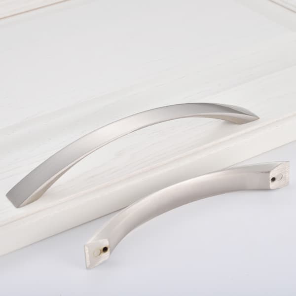 Set of 10 128mm Kitchen Handles - Chrome - Brushed Nickel
