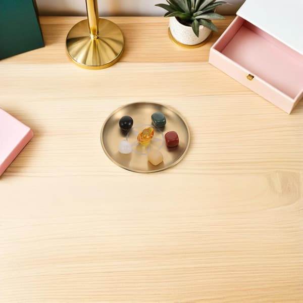 Crystal Stone Ritual Plate Altar Tray with Metal Construction, Versatile Function and Durable Design